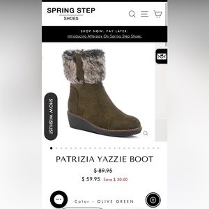 New in box Patrizia Yazzie Olive Green Boots with faux fur shaft wrap